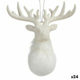 Julepynt Rensdyr Hvid Plastik Skinne 14 x 15,5 x 7 cm (24 enheder) #1