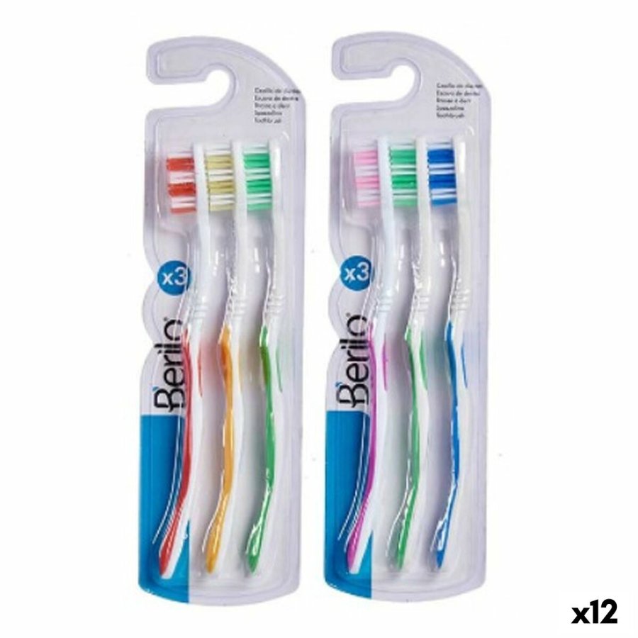 Escova de Dentes Berilo AR1410005 Gul Bl Rd Grn Pink (12 enheder) #1