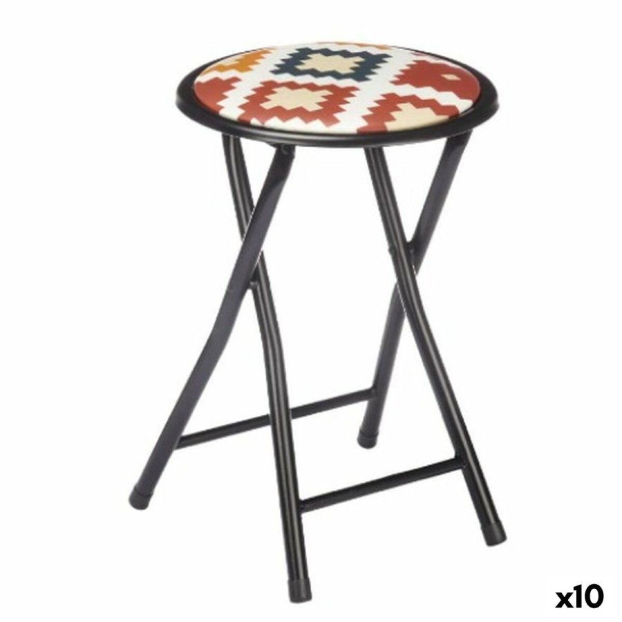 Sammenklappelig skammel Boho Chic Sort PVC Metal 30 x 30 x 45 cm (10 enheder) #1