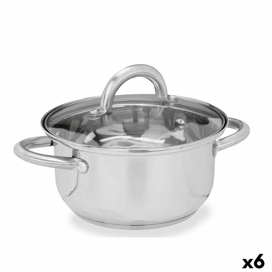 Gryde Med Glaslg Kinvara SW1401-C-18CM Slvfarvet 27 x 10 x 19,5 cm (6 enheder) #1