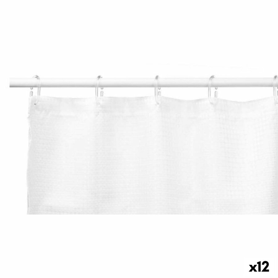 Brusebadsforhng Berilo SC-POLY-UD1-WHITE Hvid Polyester 180 x 180 cm Points (12 enheder) #1