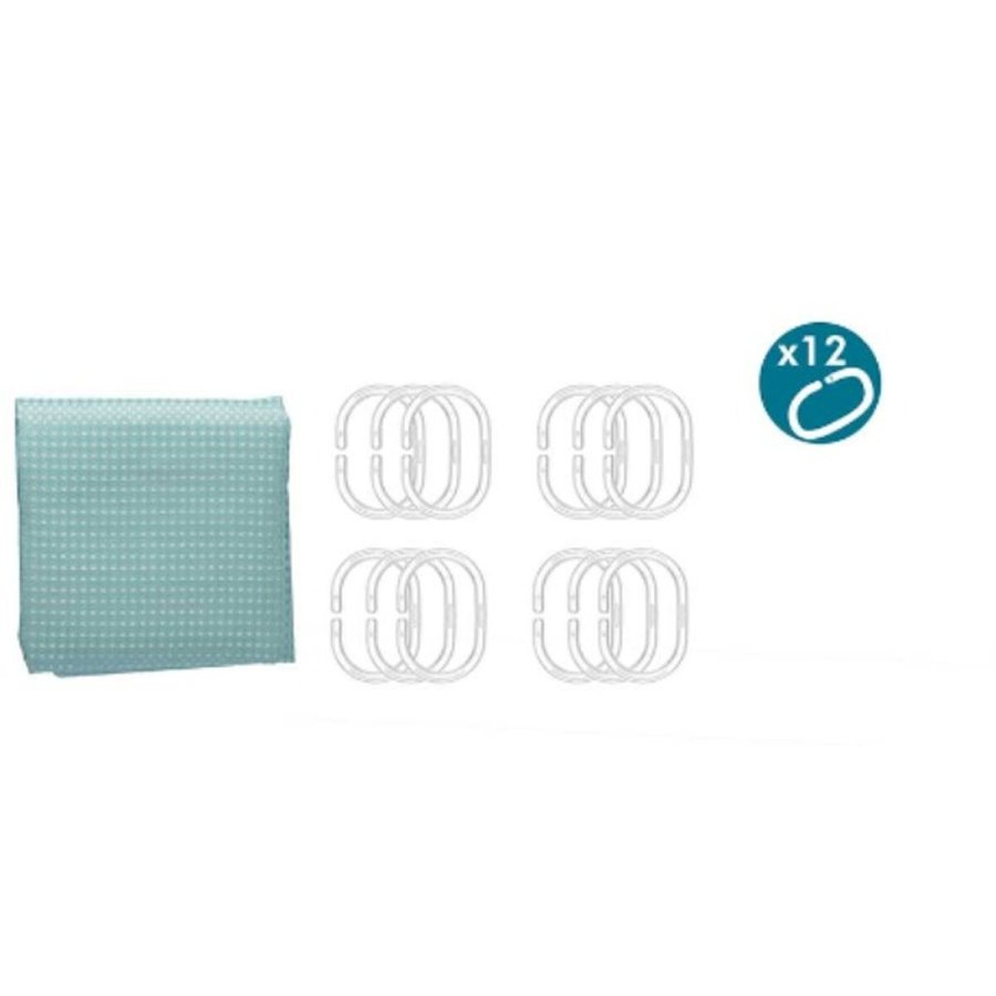 Brusebadsforhng Berilo SC-POLY-UD1-GREEN Turkis Grn Polyester 180 x 180 cm Points (12 enheder) #13