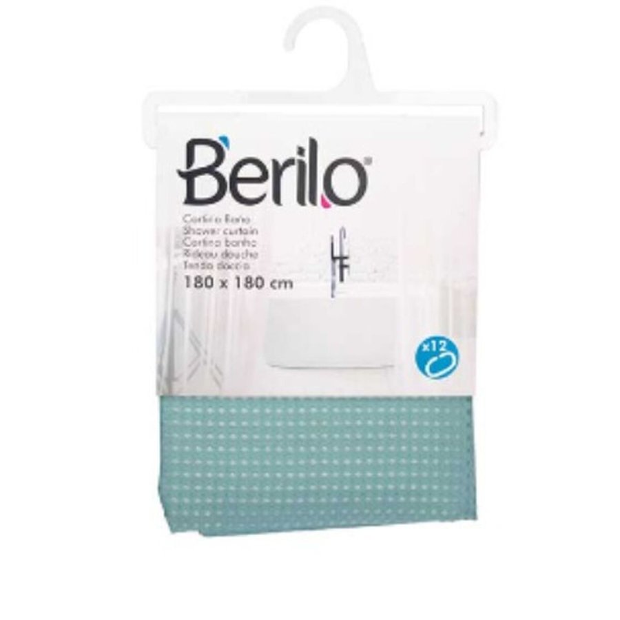 Brusebadsforhng Berilo SC-POLY-UD1-GREEN Turkis Grn Polyester 180 x 180 cm Points (12 enheder) #5