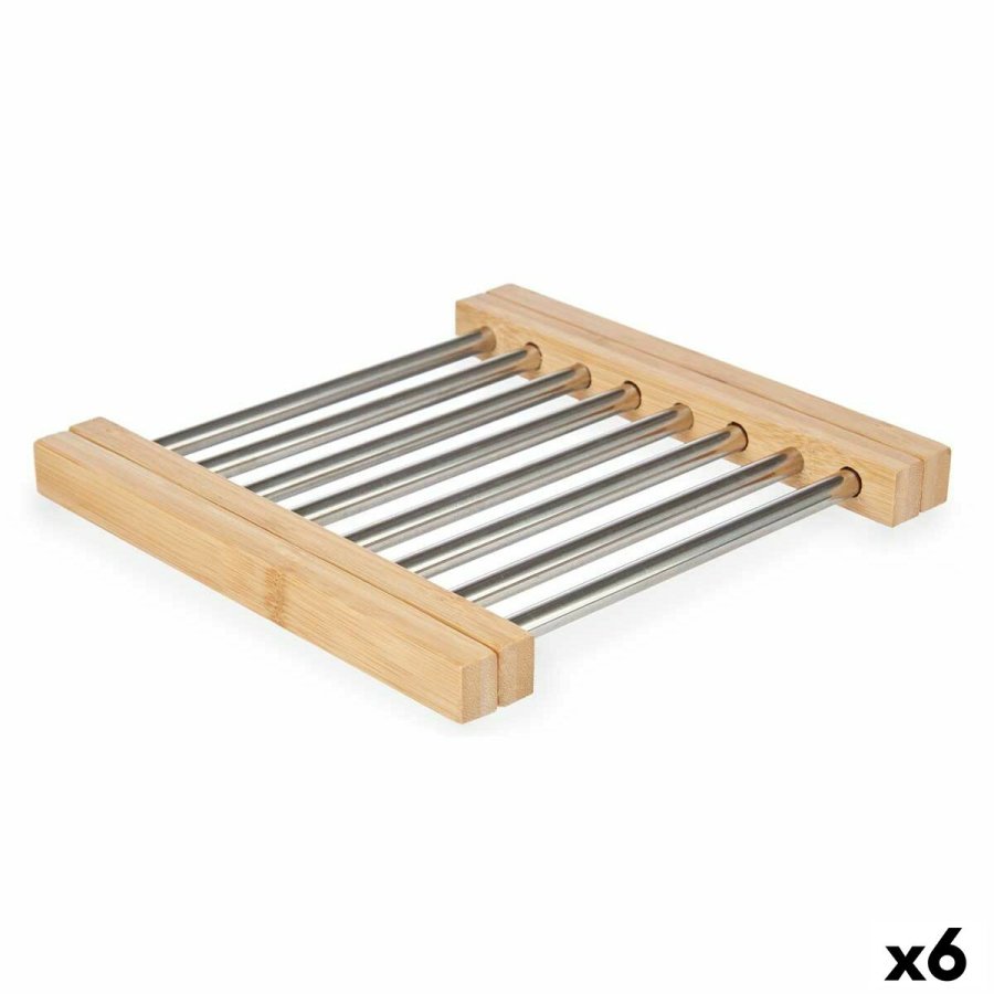 Dkkeserviet Kinvara 90951 Slvfarvet Metal Bambus 36,4 x 2,2 x 21,3 cm (6 enheder) #1