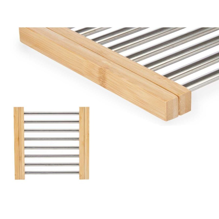 Dkkeserviet Kinvara 90951 Slvfarvet Metal Bambus 36,4 x 2,2 x 21,3 cm (6 enheder) #3