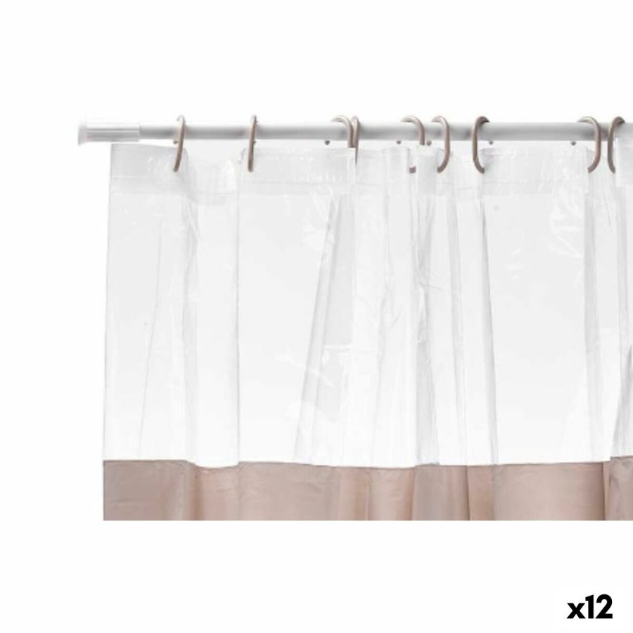 Brusebadsforhng Berilo 215 Beige Gennemsigtig Plastik PEVA 180 x 180 cm (12 enheder) #1