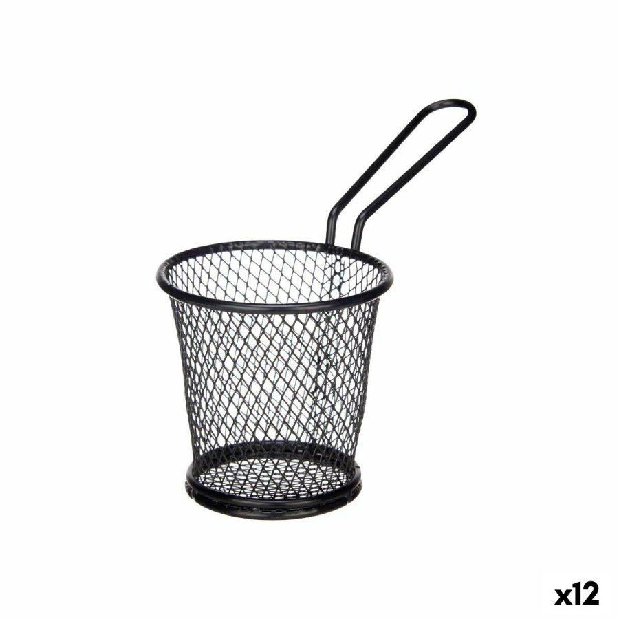 Kurv til prsentation af aperitiffer Kinvara W8088S-BLACK Sort Metal 16 x 11,5 x 8 cm (12 enheder) #1