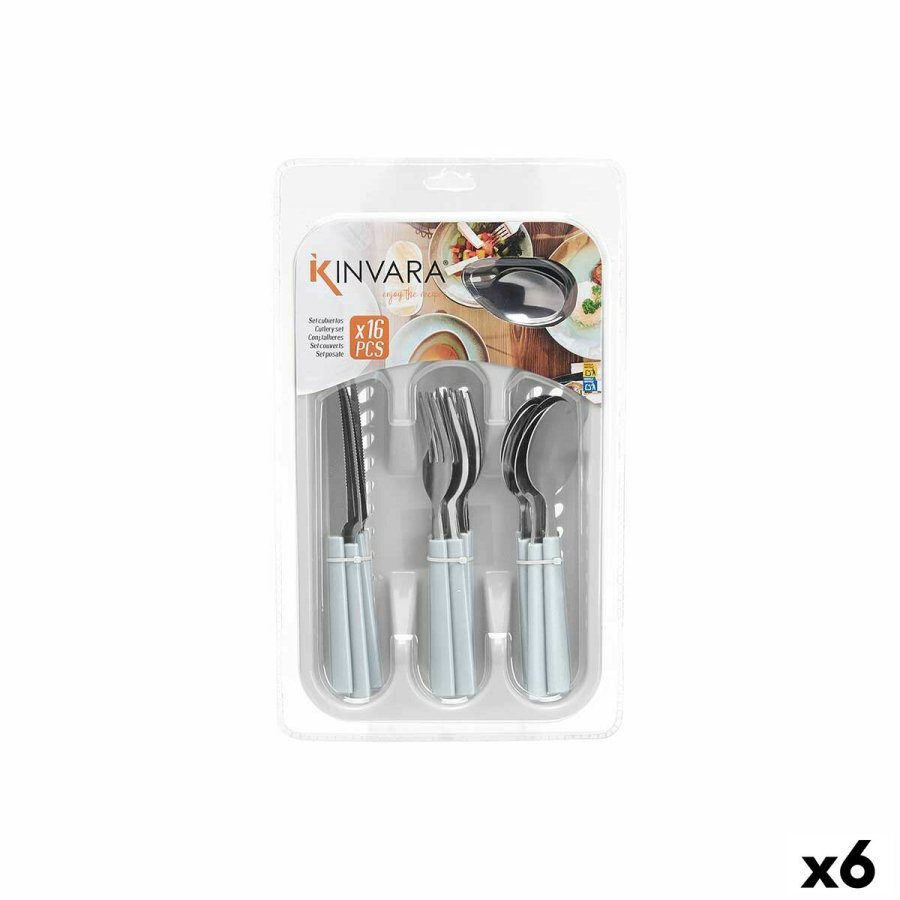 Bestik St Kinvara KT166096-1C Hvid Slvfarvet Rustfrit stl Plastik (6 enheder) #1