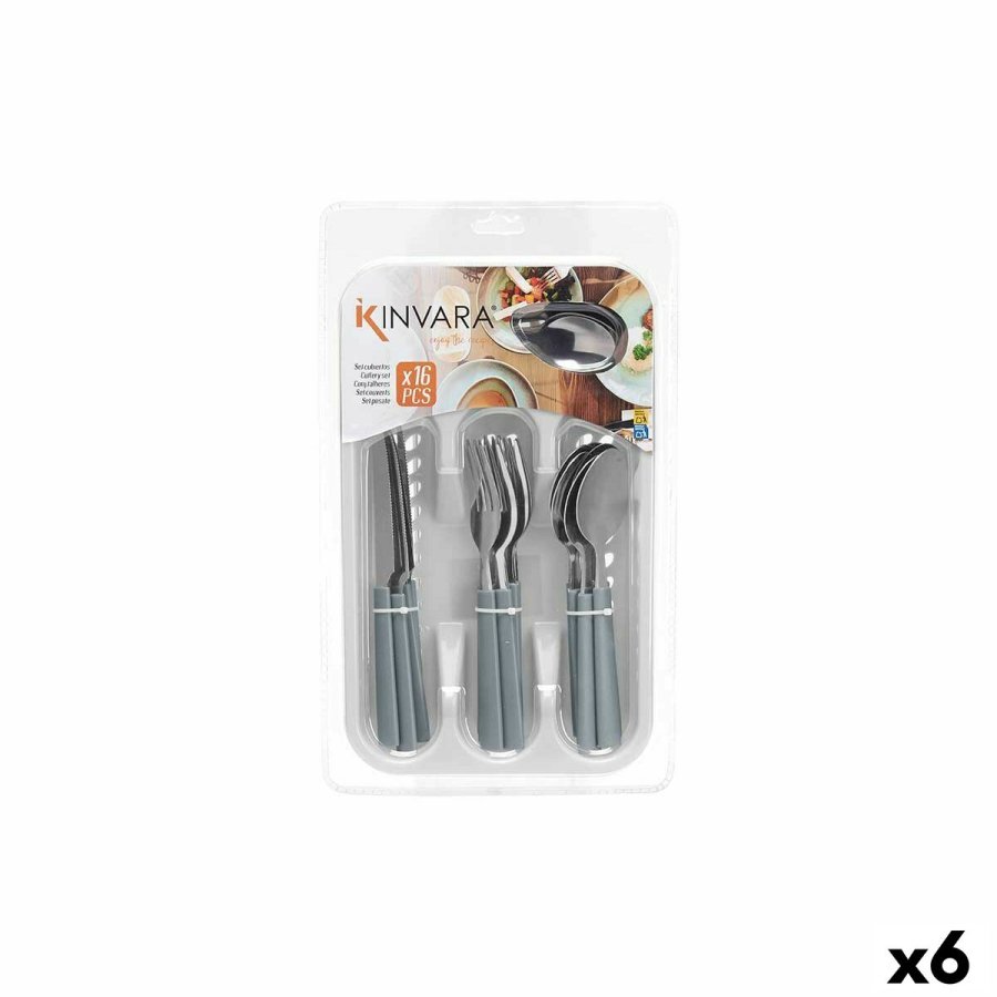 Bestik St Gr Slvfarvet Rustfrit stl Plastik (6 enheder) #1