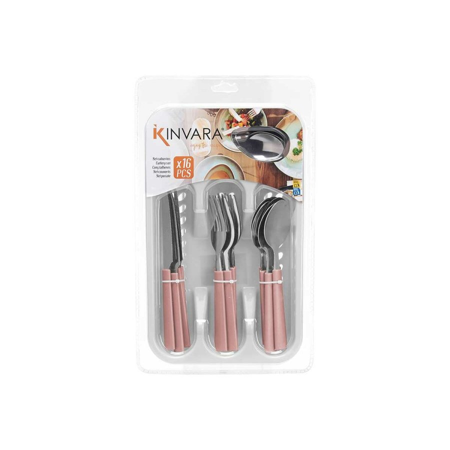 Bestik St Kinvara KT166096-1C-P Pink Slvfarvet Rustfrit stl Plastik (6 enheder) #2