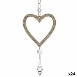 Julepynt Hjerte champagne Plastik Skinne 9 x 16 x 2 cm (24 enheder) #1