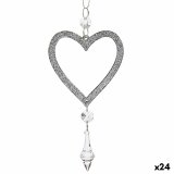 Julepynt Hjerte Slvfarvet Plastik Skinne 9 x 16 x 2 cm (24 enheder) #1