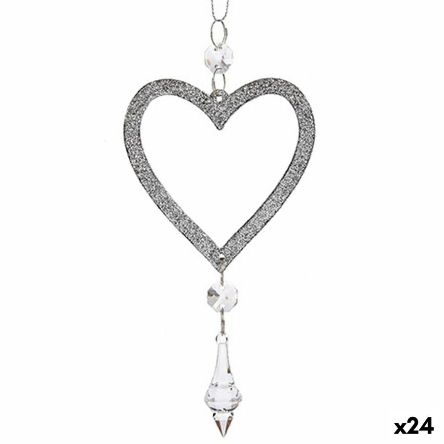Julepynt Hjerte Slvfarvet Plastik Skinne 9 x 16 x 2 cm (24 enheder) #1