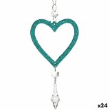 Julepynt Hjerte Grn Plastik Skinne 9 x 16 x 2 cm (24 enheder) #1