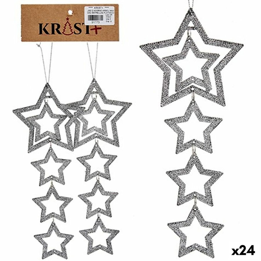 Juledekorationsst Slvfarvet Plastik Skinne Stjerne 19 x 0,2 x 23 cm (24 enheder) #1
