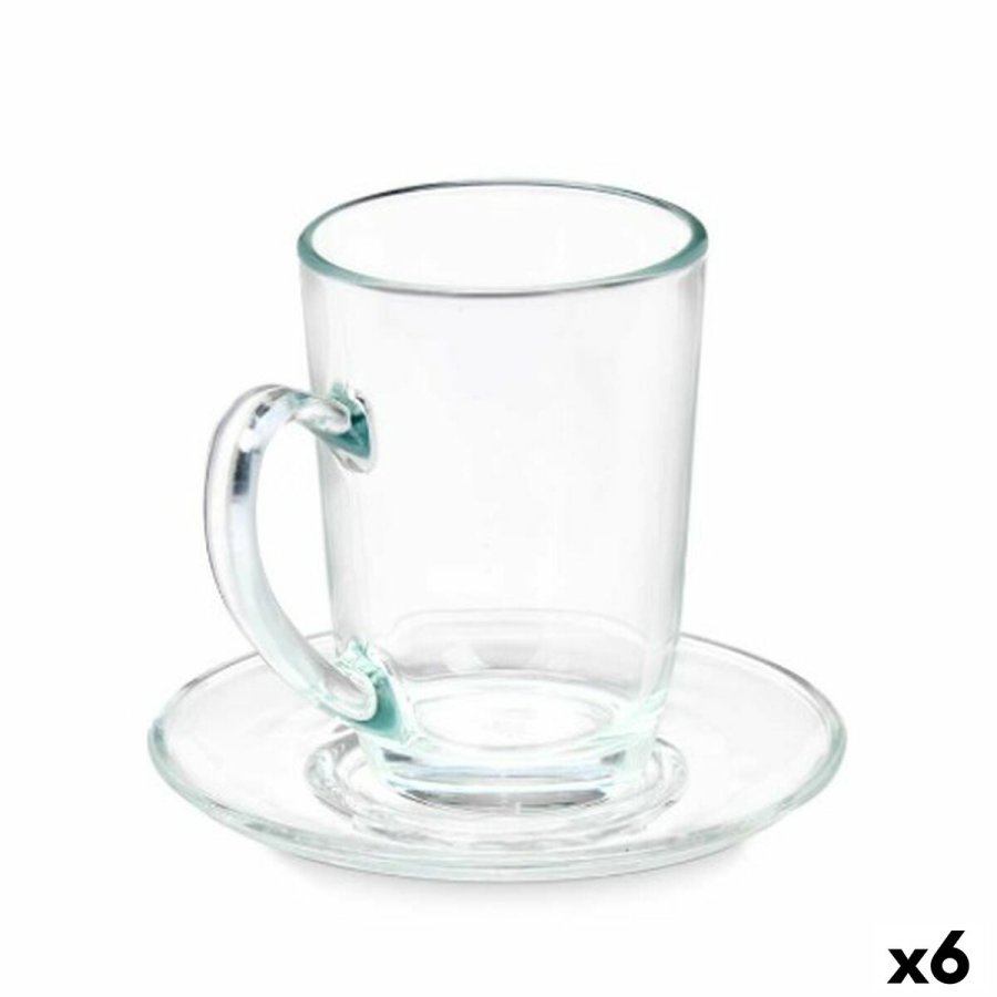 Kop og tallerken Vivalto 41089 Gennemsigtig Glas 200 ml (6 enheder) #1