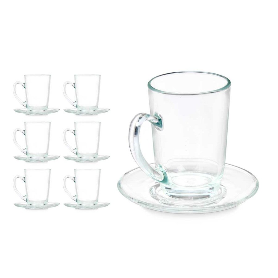 Kop og tallerken Vivalto 41089 Gennemsigtig Glas 200 ml (6 enheder) #2