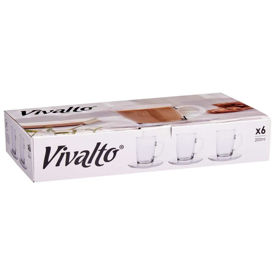 Kop og tallerken Vivalto 41089 Gennemsigtig Glas 200 ml (6 enheder) #3