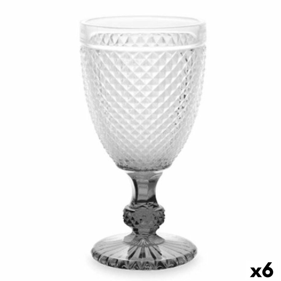 Vinglas Vivalto PR-00816B/BHA6 SMOKE Gennemsigtig Antracit Glas 256 ml Diamant (6 enheder) #1