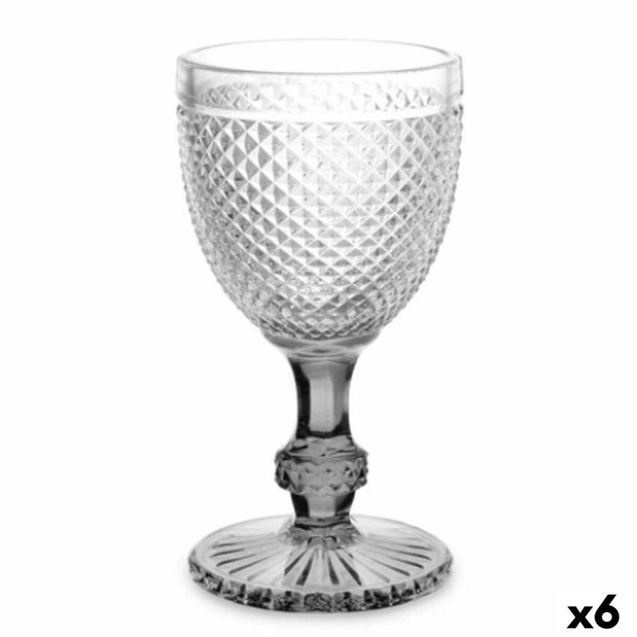 Vinglas Vivalto PR16809B/BHA6 SMOKE Gennemsigtig Antracit Glas 330 ml Diamant (6 enheder) #1