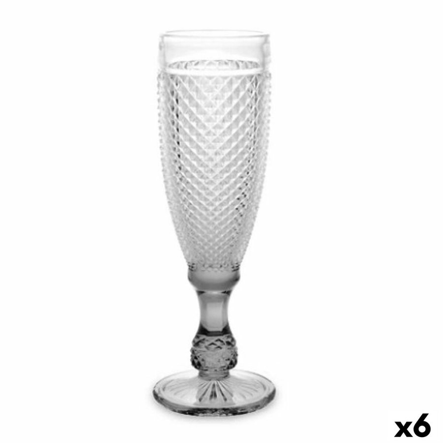 Champagneglas Vivalto PR-00719B/BHA6 SMOKE Gennemsigtig Antracit Glas 185 ml Diamant (6 enheder) #1