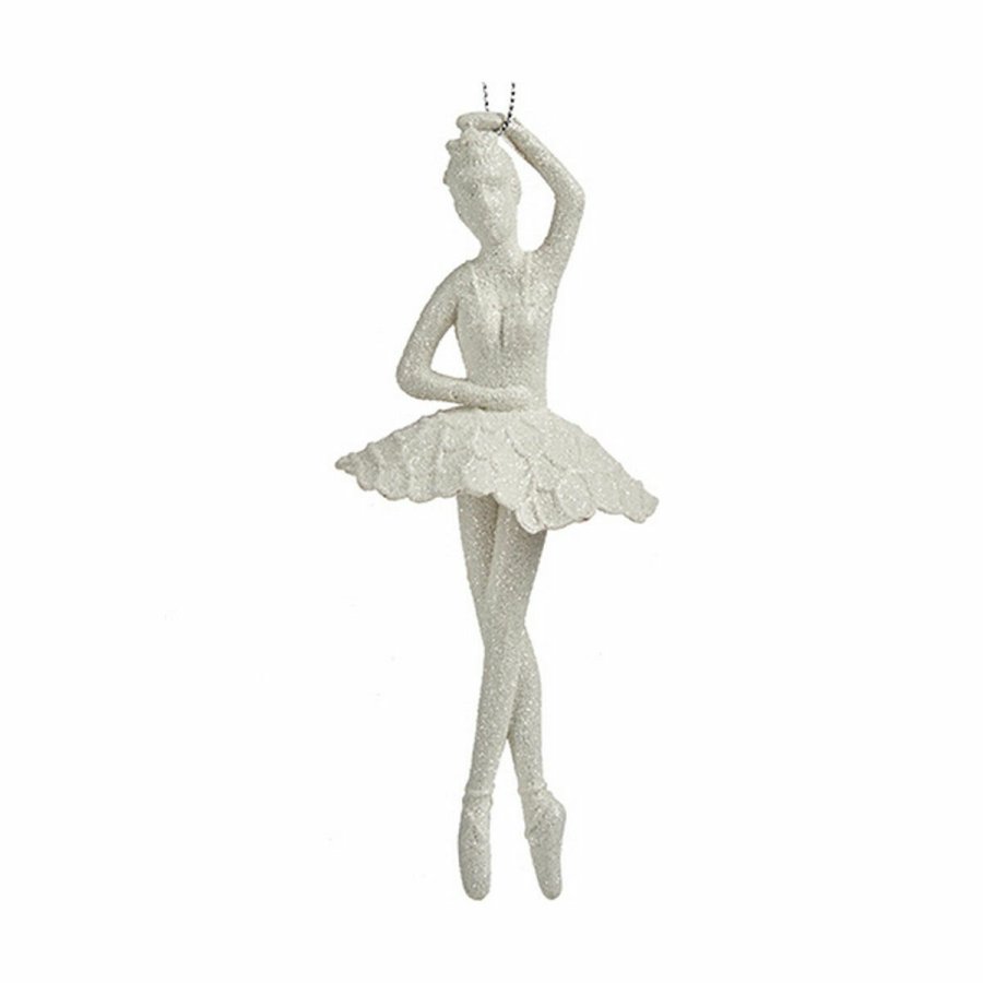 Julepynt Ballerina Hvid Plastik Skinne 6,7 x 16 x 6,7 cm (24 enheder) #5