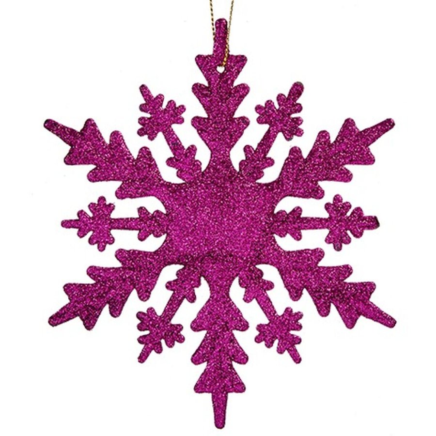 Julepynt Snefnug Fuchsia Plastik Skinne 15 x 15 x 0,2 cm (24 enheder) #5