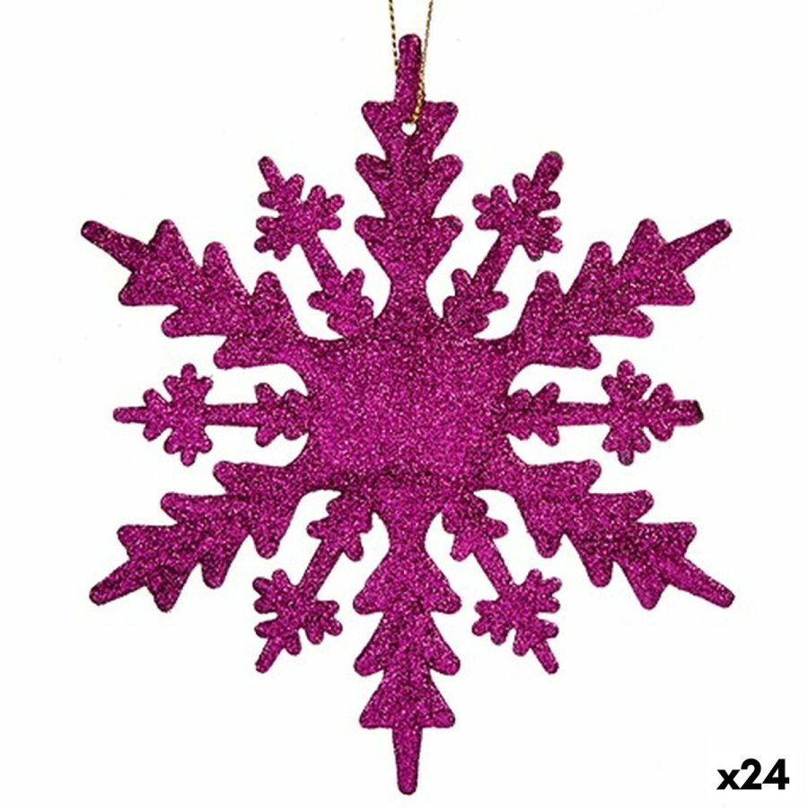 Julepynt Snefnug Fuchsia Plastik Skinne 15 x 15 x 0,2 cm (24 enheder) #1
