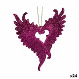 Julepynt Englevinger Fuchsia Plastik Skinne 12 x 13 x 2,5 cm (24 enheder) #1