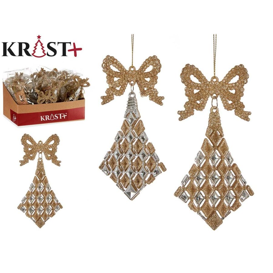 Julepynt Lasso Romber champagne Plastik Skinne 7,5 x 1 x 15,5 cm (24 enheder) #9