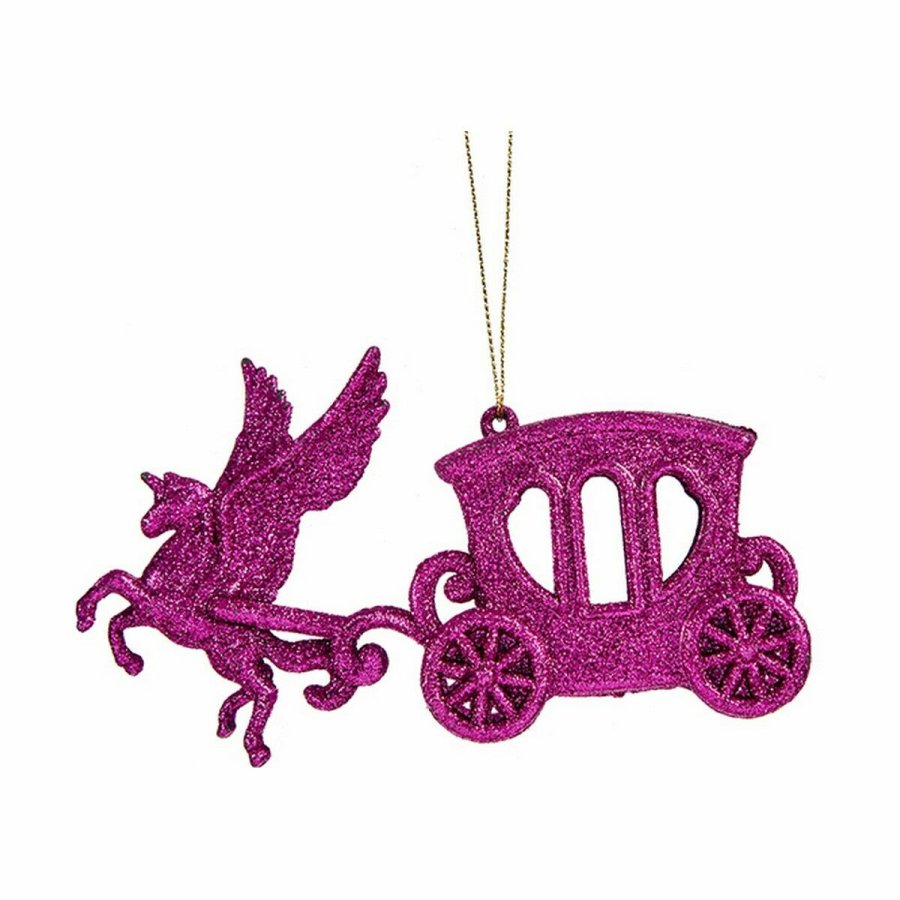 Julepynt Magisk Hestevogn Fuchsia Plastik Skinne 15 x 8,5 x 4,5 cm (24 enheder) #5