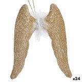 Julepynt Englevinger champagne Plastik Skinne 12,5 x 15 x 2,5 cm (24 enheder) #1