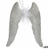 Julepynt Englevinger Slvfarvet Plastik Skinne 12,5 x 15 x 2,5 cm (24 enheder) #1