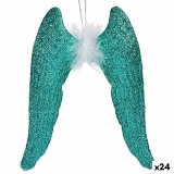 Julepynt Englevinger Grn Plastik Skinne 12,5 x 15 x 2,5 cm (24 enheder) #1
