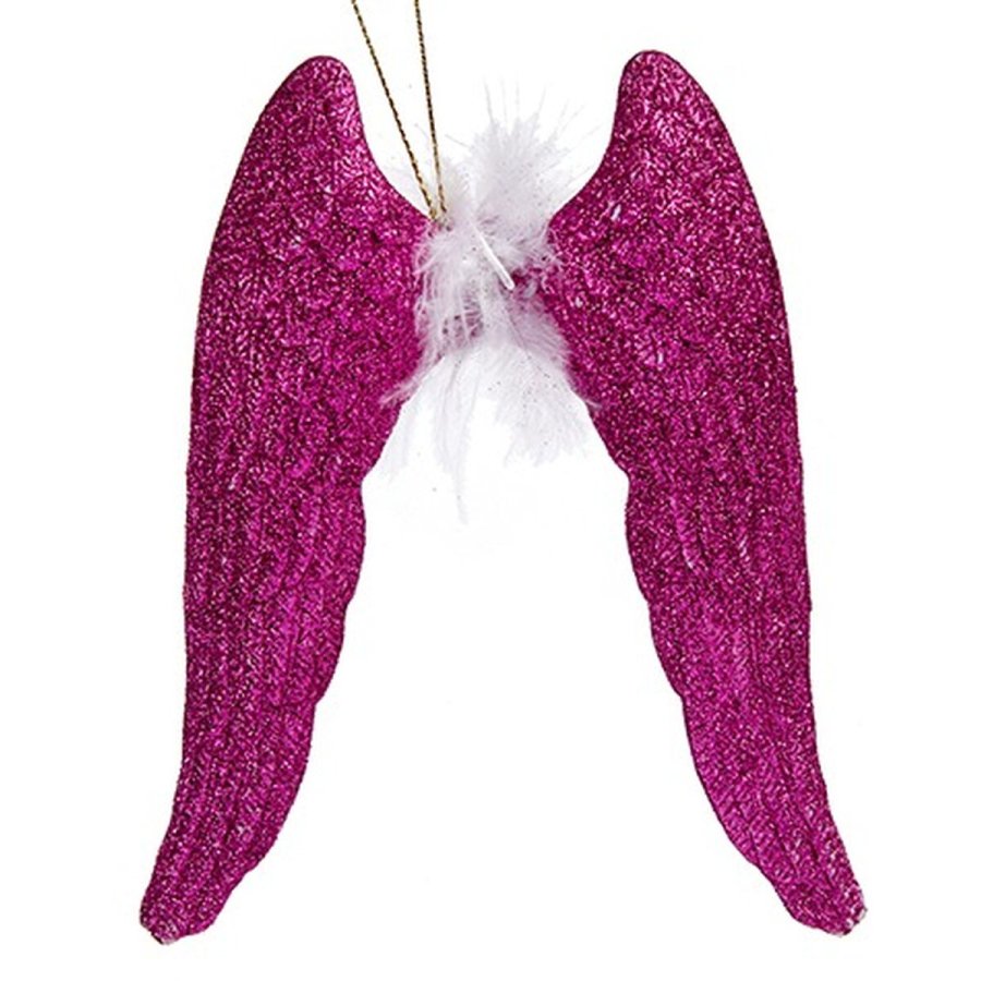 Julepynt Englevinger Fuchsia Plastik Skinne 12,5 x 15 x 2,5 cm (24 enheder) #5