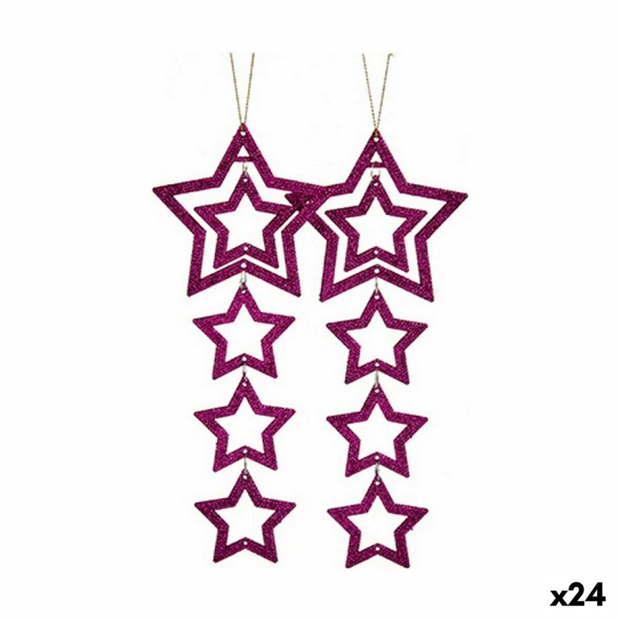 Juledekorationsst Stjerne Fuchsia 19 x 0,2 x 23 cm (24 enheder) #1