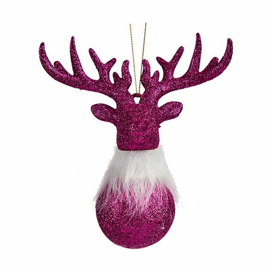 Julepynt Rensdyr Fuchsia Plastik Skinne 13,5 x 15,5 x 7 cm (24 enheder) #5