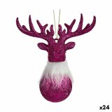 Julepynt Rensdyr Fuchsia Plastik Skinne 13,5 x 15,5 x 7 cm (24 enheder) #1