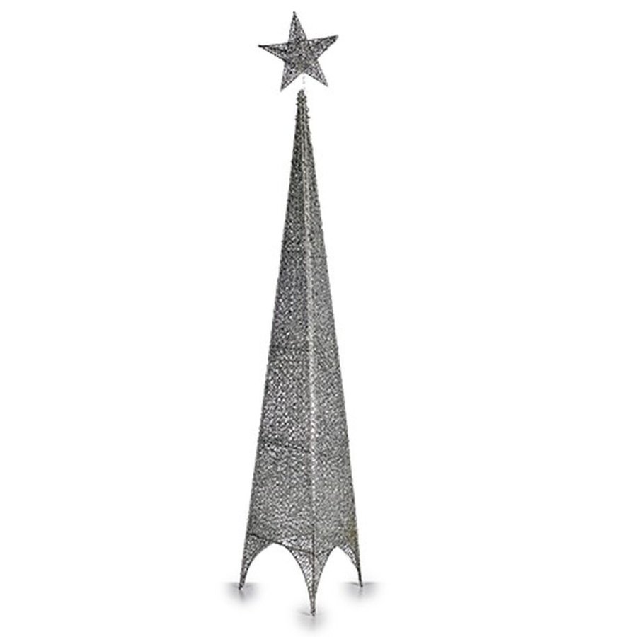 Juletr Krist+ 00157 Slvfarvet Metal Plastik Stjerne Trn 28 x 127 x 28 cm (6 enheder) #5