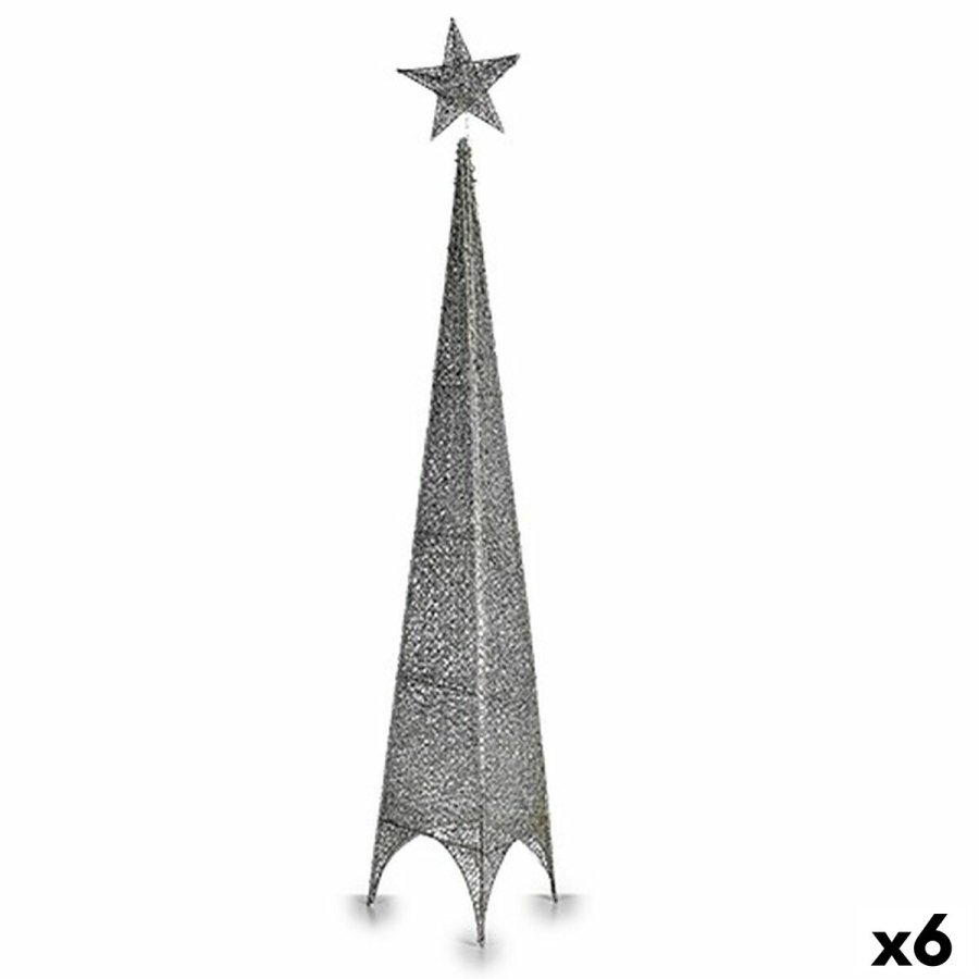 Juletr Krist+ 00157 Slvfarvet Metal Plastik Stjerne Trn 28 x 127 x 28 cm (6 enheder) #1