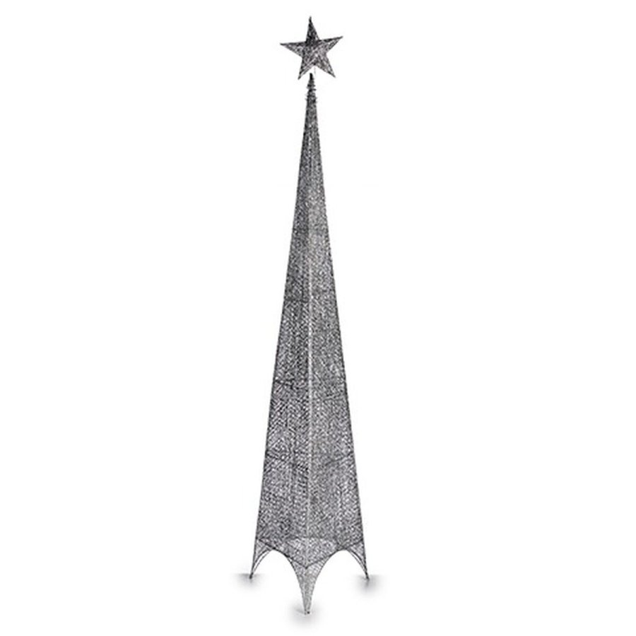 Juletr Krist+ 00160 Slvfarvet Metal Plastik Stjerne Trn 42 x 218 x 42 cm (3 enheder) #5