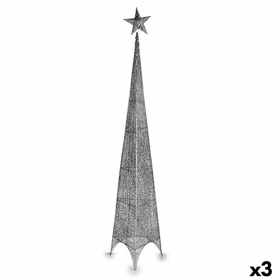 Juletr Krist+ 00160 Slvfarvet Metal Plastik Stjerne Trn 42 x 218 x 42 cm (3 enheder) #1