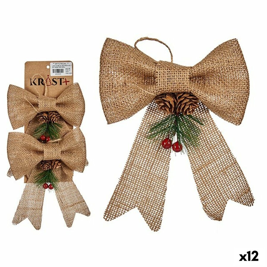 Juledekorationsst Krist+ 65563 Brun Rd Grn 14 x 3 x 19 cm Lasso (12 enheder) #1