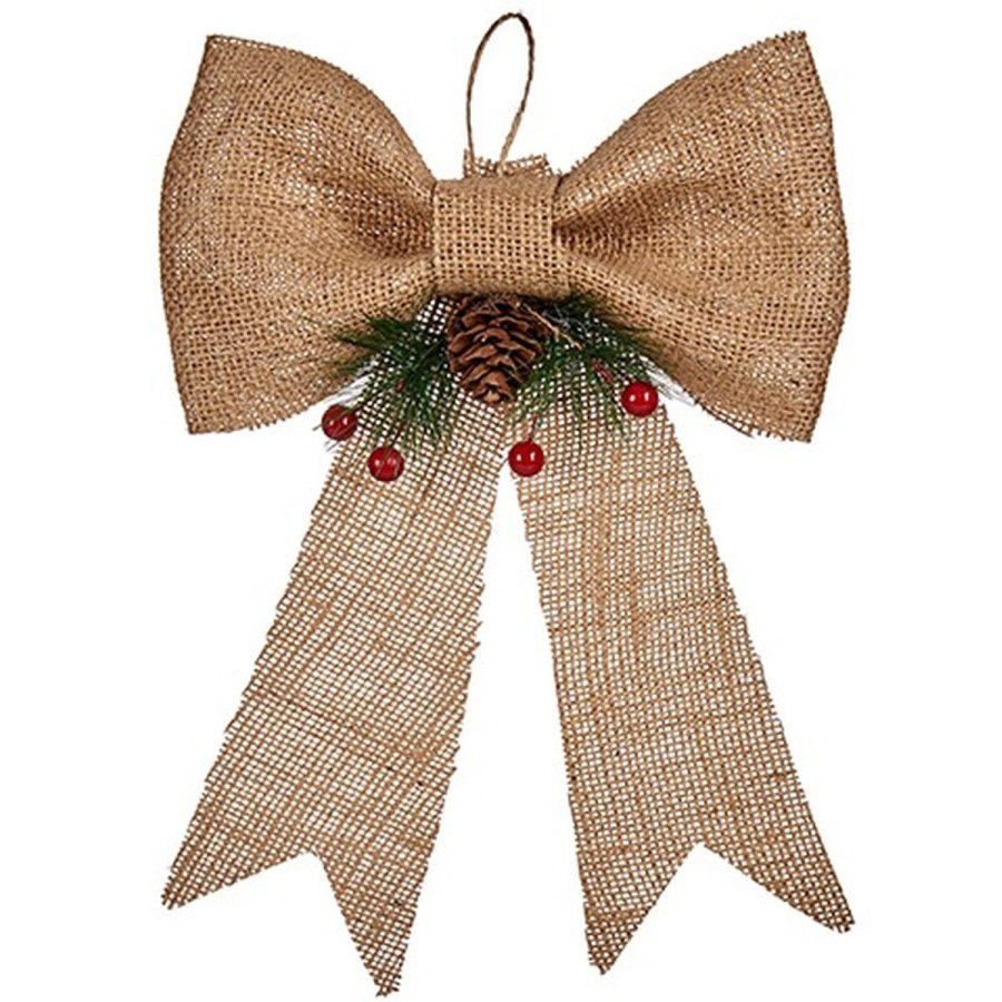Julepynt Krist+ 65565 Brun Rd Grn Naturlig fiber 19 x 3 x 26 cm Lasso (24 enheder) #5