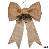 Julepynt Krist+ 65565 Brun Rd Grn Naturlig fiber 19 x 3 x 26 cm Lasso (24 enheder) #1