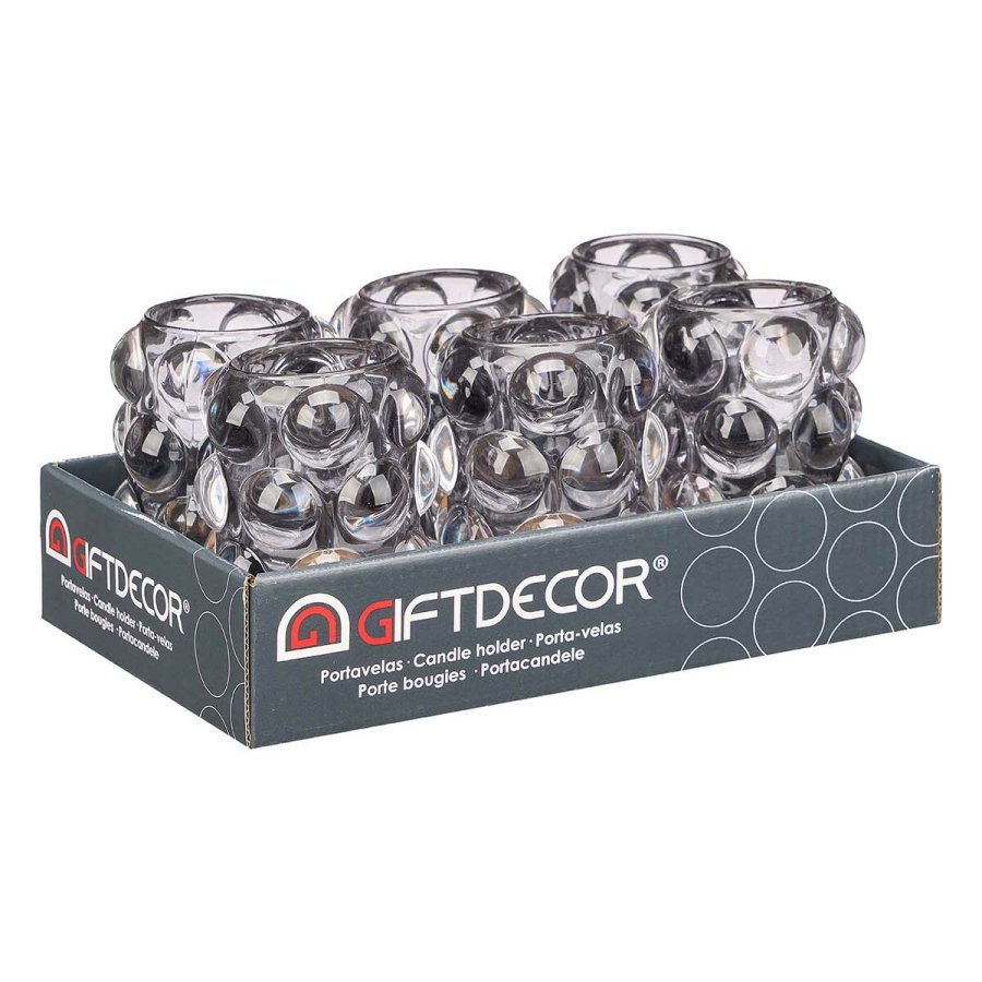 Lyseholder Gift Decor GJL85125L-GRA GJL85125L-GRA Gr� Krystal 8,4 x 12,5 x 8,4 cm Mikro perler (12 enheder) #3