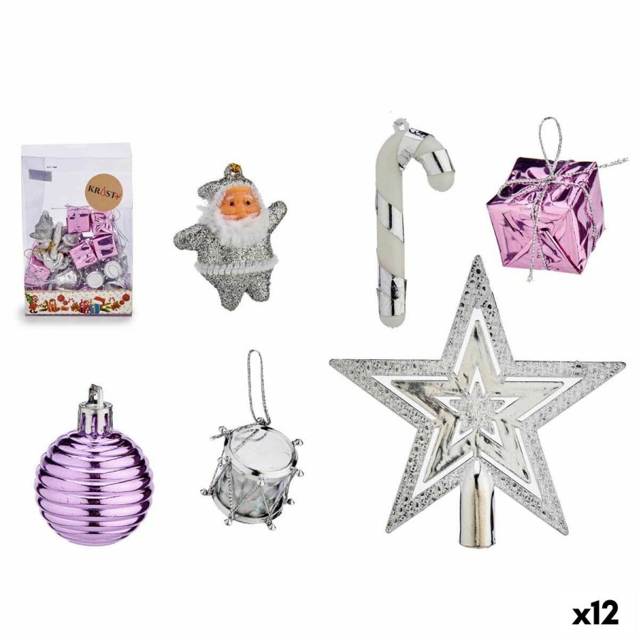 Juledekorationsst Krist+ 95442 Lilla Slvfarvet PVC (12 enheder) #1