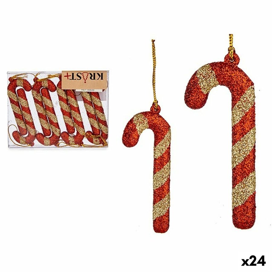 Juledekorationsst Krist+ 00543-2 Rd Gylden Plastik Vandrestav 6,5 x 1 cm 8 Dele (24 enheder) #1
