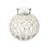 Vase Gift Decor 75095 75095 Hvid Gennemsigtig Kl�de Glas Makram� 25 x 26,5 x 25 cm (4 enheder) #2