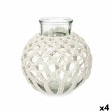 Vase Gift Decor 75095 75095 Hvid Gennemsigtig Kl�de Glas Makram� 25 x 26,5 x 25 cm (4 enheder) #1